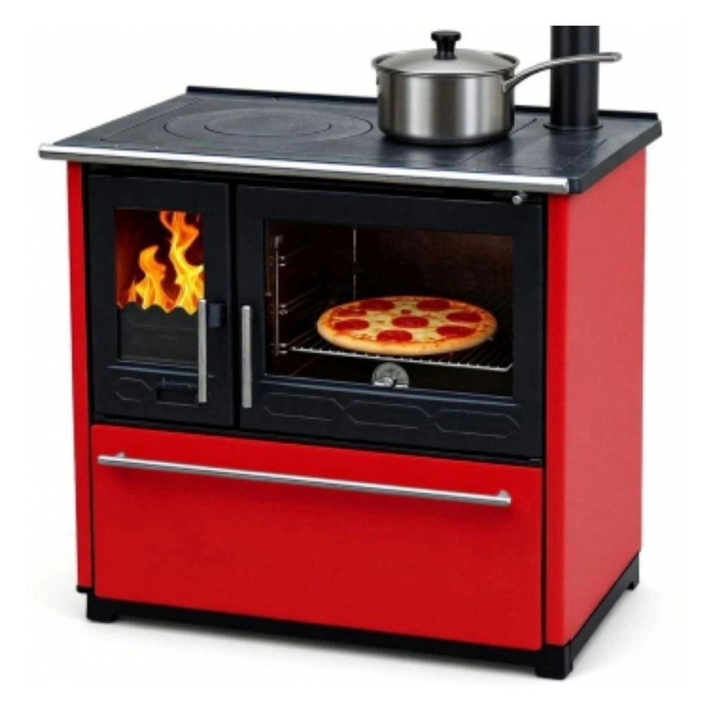 Soba de gatit P85 Rosu cu plita si cuptor - 8kW - racord dreapta