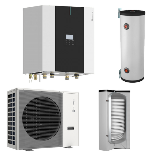 #Pachet pompa de caldura aer-apa, split, Clivet, 10 kW, incalzire/racire/ACM, tip hidrobox + boiler + acumulator 50L, 220V
