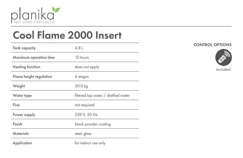 Cool Flame 2000 Insert by Planika