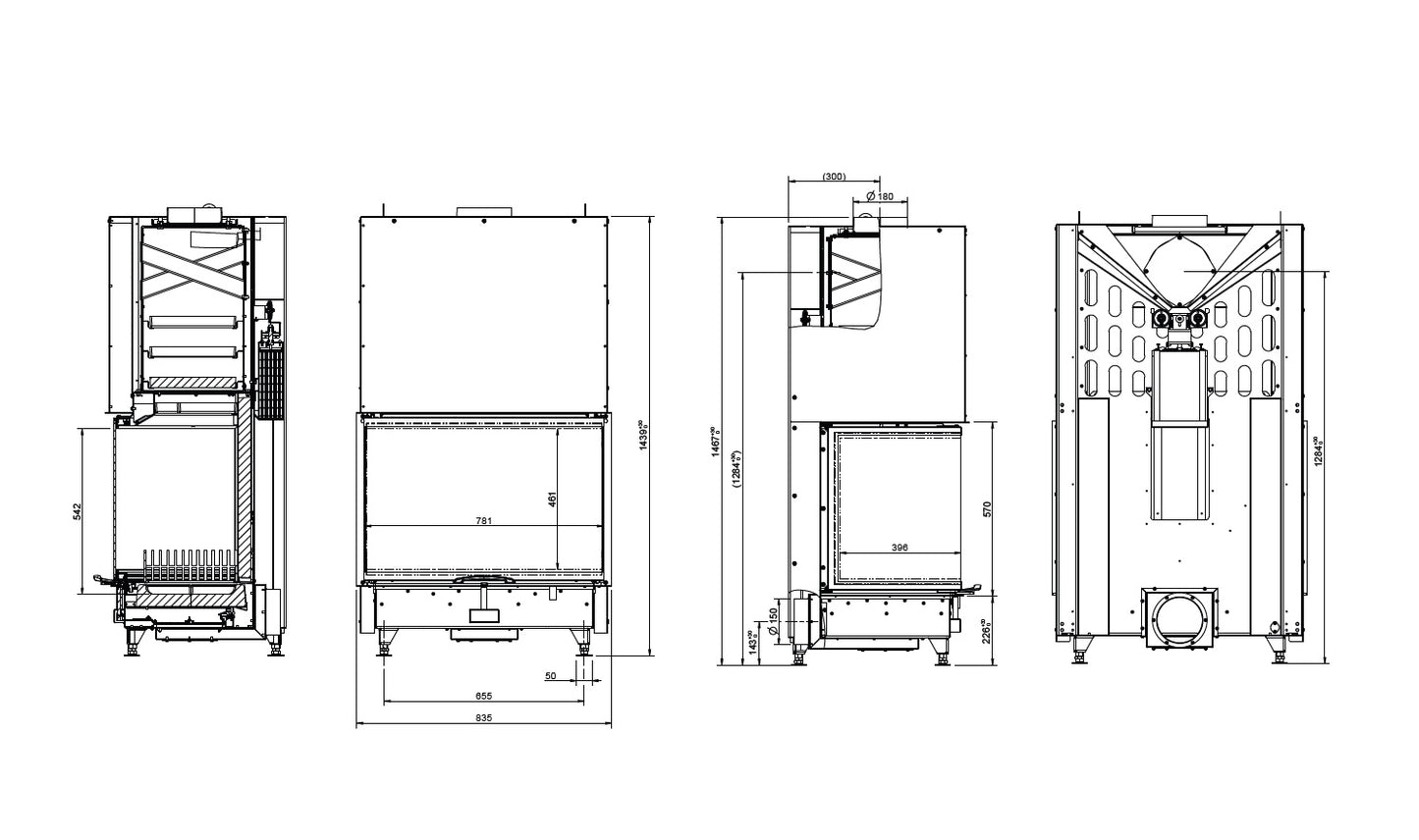 Focar semineu vuur drie 80