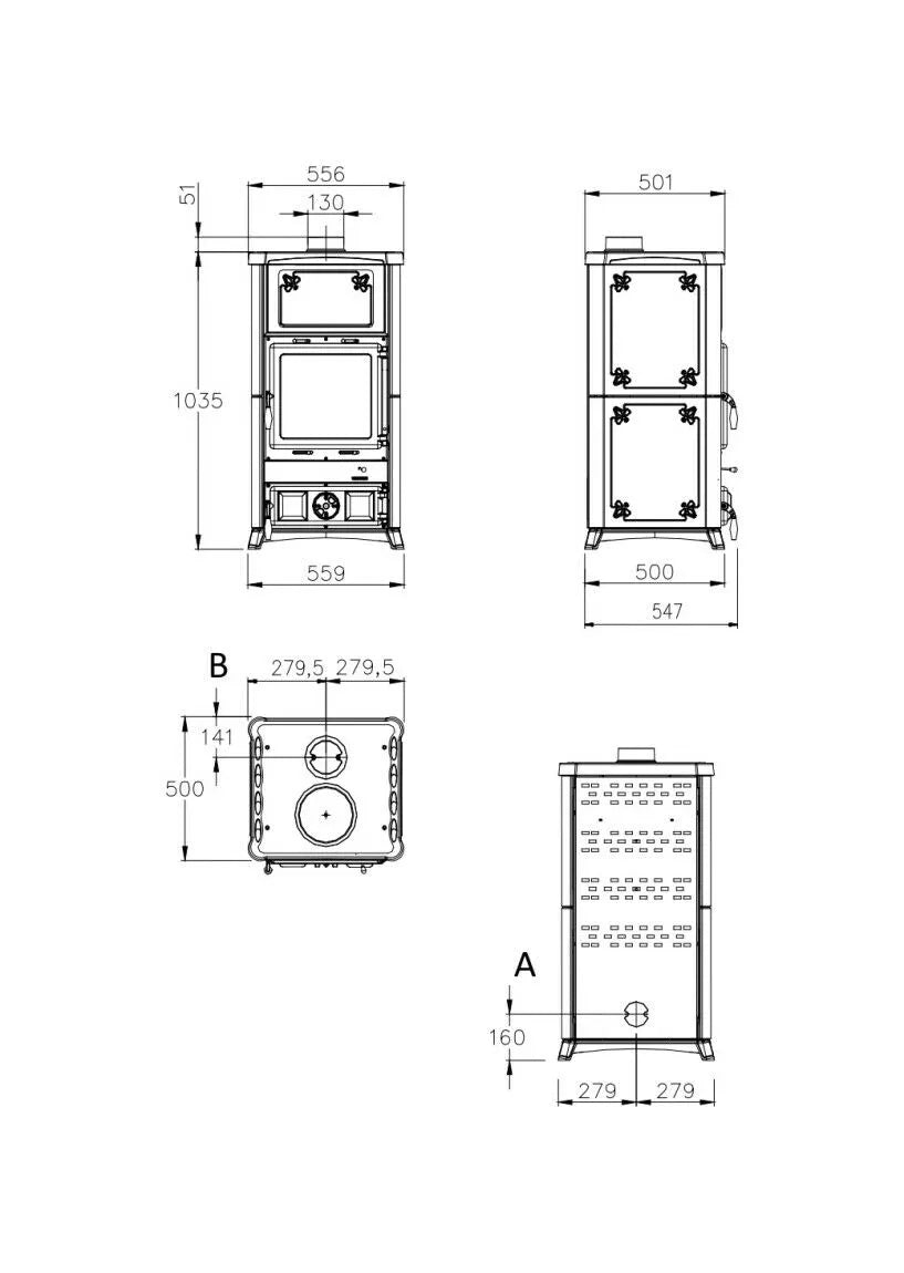 Sobă pe lemne Nordica FEDORA 8,3 kW - 238 m³ încălzibilă -alb