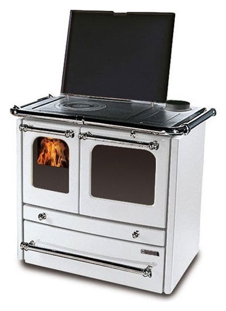 Nordica TERMOSOVRANA DSA  SOBA CENTRALA  PE LEMNE PENTRU ÎNCĂLZIREA APEI 14 KW - ALB înveliș din oțel