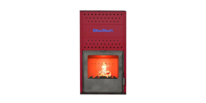 Termoșemineu pe lemne 18.4kw pentru incalzire centrala cu geam termoizolanta roșu bt hidro20r-blautech