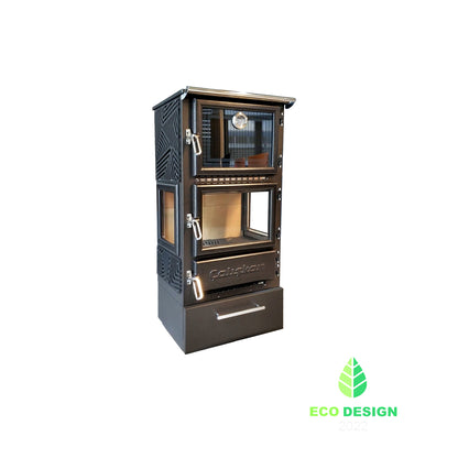 306-3D Cutie Sobă Pe Lemne Cu Cuptor, Putere 12.870 kW, Eficiență Termică 128 m²