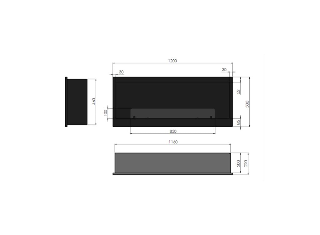 Șemineu cu bioetanol Infire Inside 1200 Rezervor 2 l