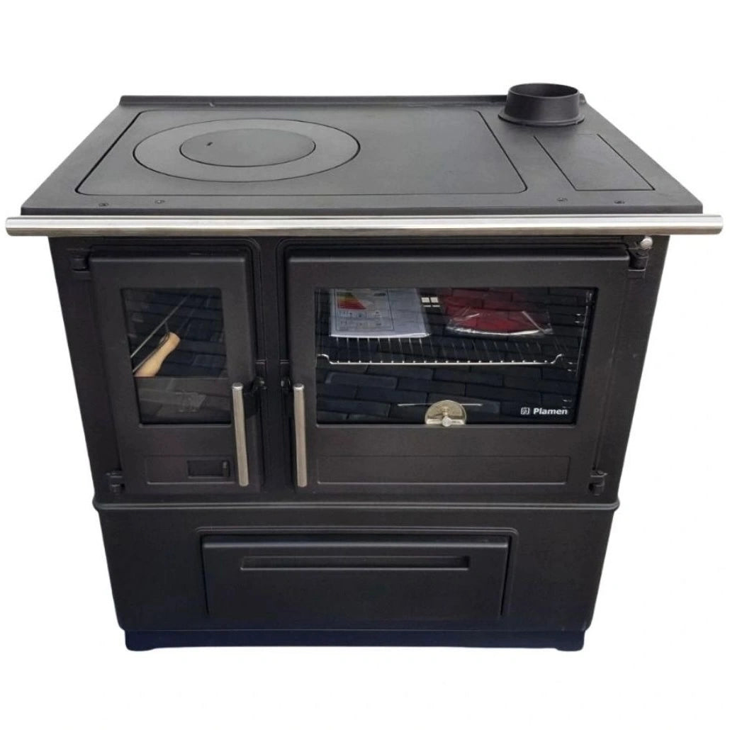 Slavonac N White 8kW Cast Iron Wood Cook Stove, Right Flue