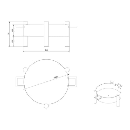 Set vatra de foc cu plita - ROTONDO 60cm