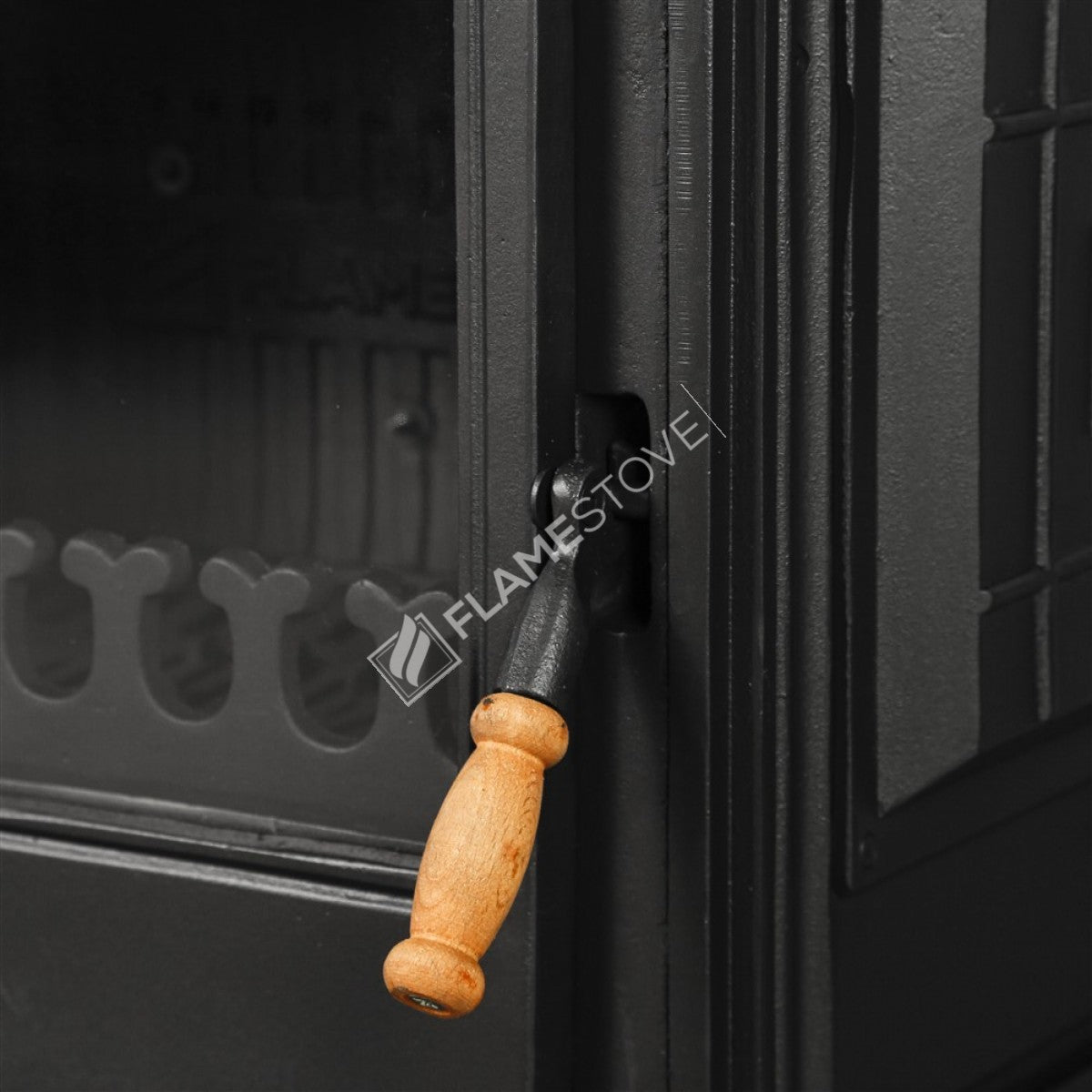 Sobă clasică FS-041 Retro din fontă, cu eficiență ridicată pentru lemne și cărbuni, sticlă Schott Robax, sistem de aer balansat posterior, 10 kW