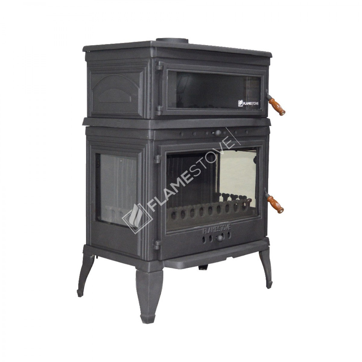 FS-045 Retro Lux Soba: Eficiență Înaltă, Dublă Ardere, Fontă și Email - Stil Clasic pentru Acasă