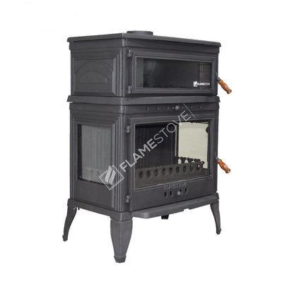 FS-045 Retro Lux Soba: Eficiență Înaltă, Dublă Ardere, Fontă și Email - Stil Clasic pentru Acasă