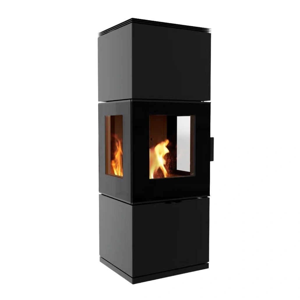 Soba Inga, 3 laturi de sticla, 8-11kW, 203 kg - Samota neagra
