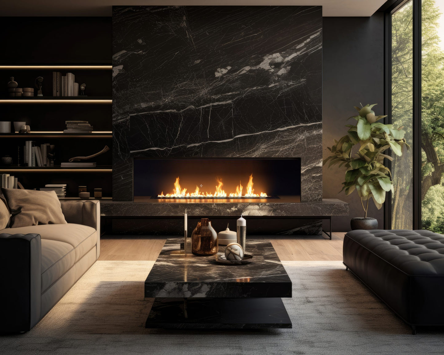 Șemineu cu bioetanol Slimfire Black Burner 1500 Rezervor 6 l