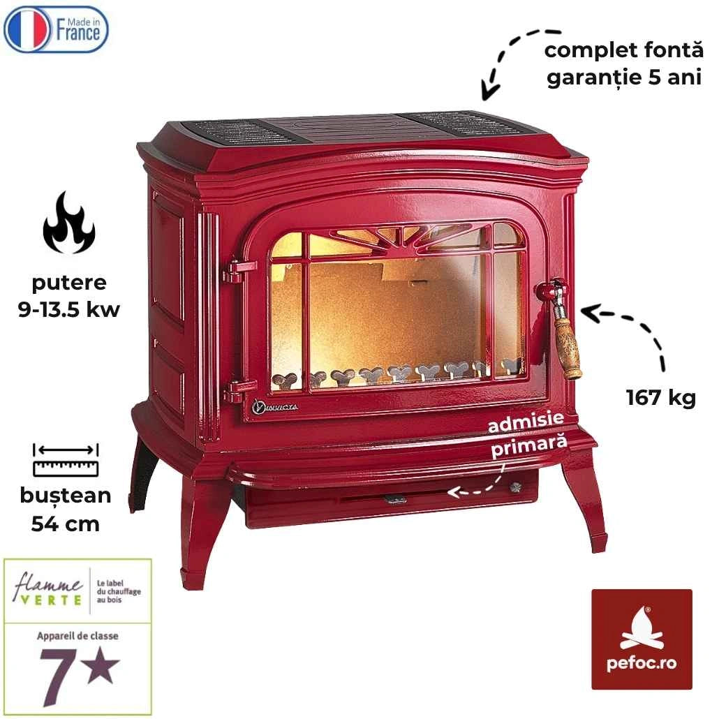 Soba fonta Bradford 9-13.5 kW, 167 kg - Rosu emailat