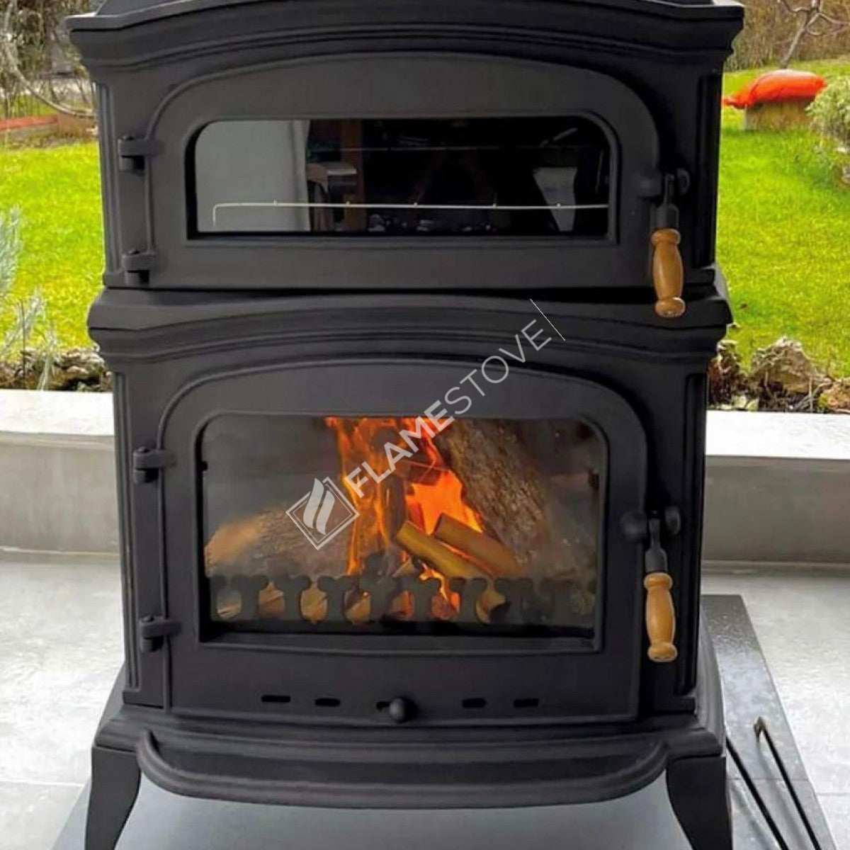 Sobă Premium Altar FS-033 – Eficiență Energetică Clasa A, Combustie Dublă, Fontă, Ideală pentru Lemn și Cărbuni