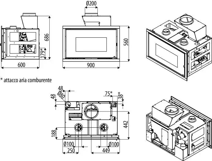 Focar pe peleti VIVO 90 Pellet canalizabil