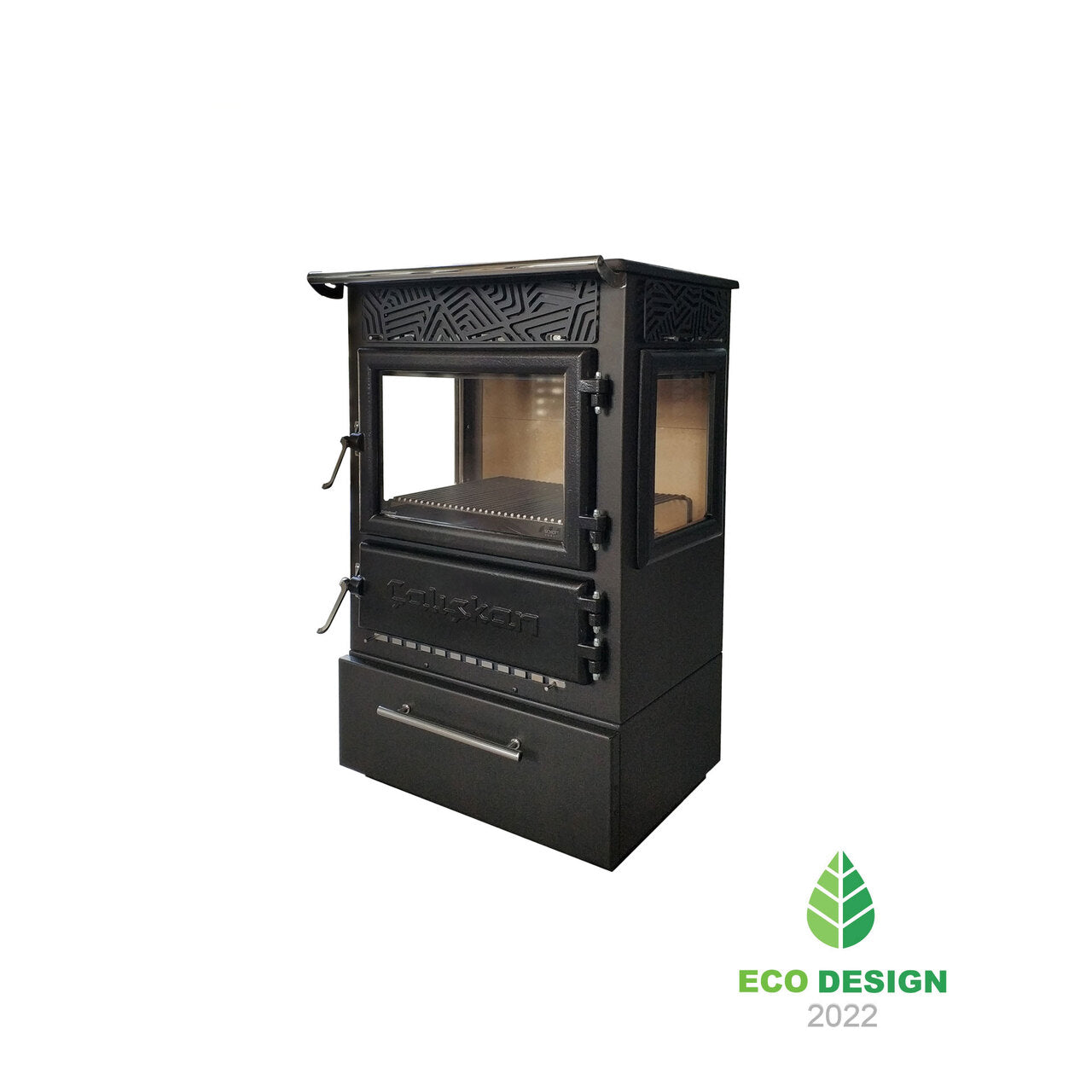 Șemineu/Sobă 305-3D BOX cu Ardere pe Lemne și Sticlă Ceramică Rezistentă la Șoc Termic