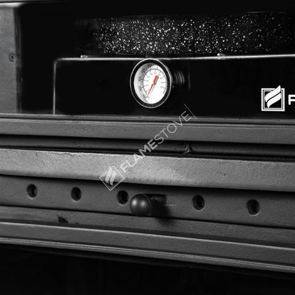 FS-044 Sobă Verticală Clasic Retro cu Cuptor | Eficiență Ridicată pe Lemn și Cărbuni, Sticlă Schott Robax, Termostat Cuptor