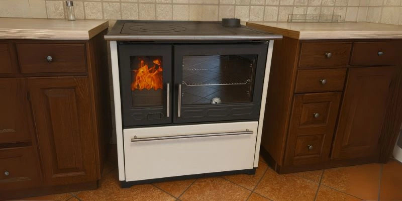 Versatile Wood Burning Cooking Stove with Oven, Hob, and Central Heating Function