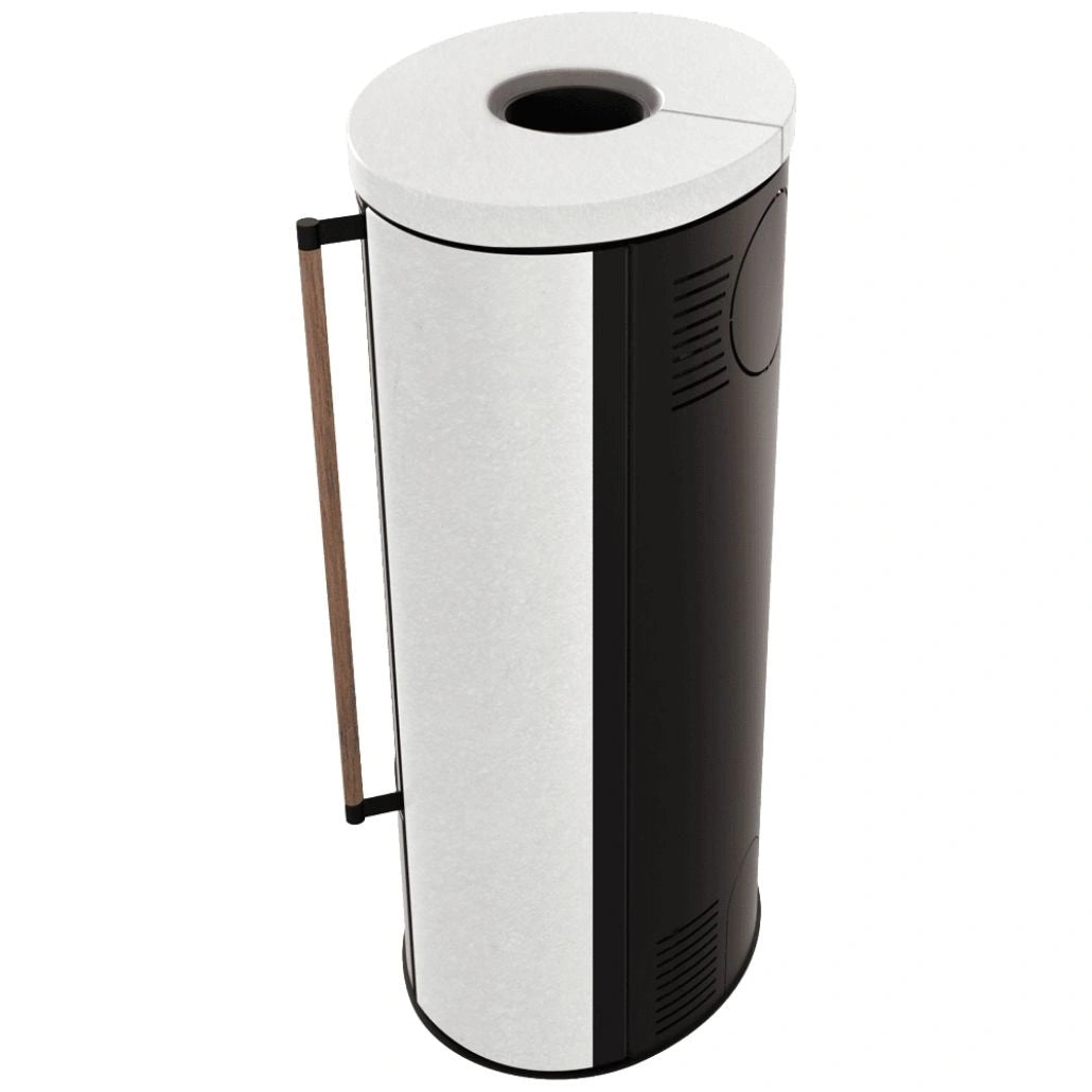 Soba Erik 5.5kW ceramica White Satin - maner lemn - samota neagra