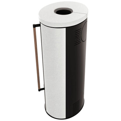 Soba Erik 5.5kW ceramica White Satin - maner lemn - samota neagra