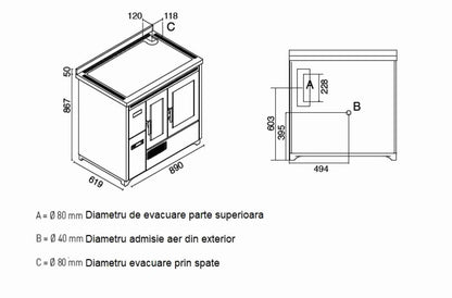 SOBA  DE GATIT PE PELETI ENRICA 9.3KW - IVORY