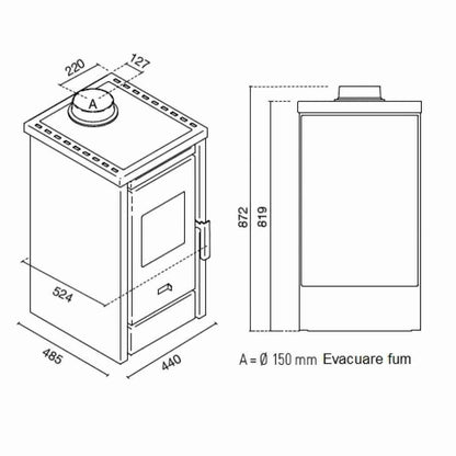 Soba cu plita Sandra 6-7kw - Nero