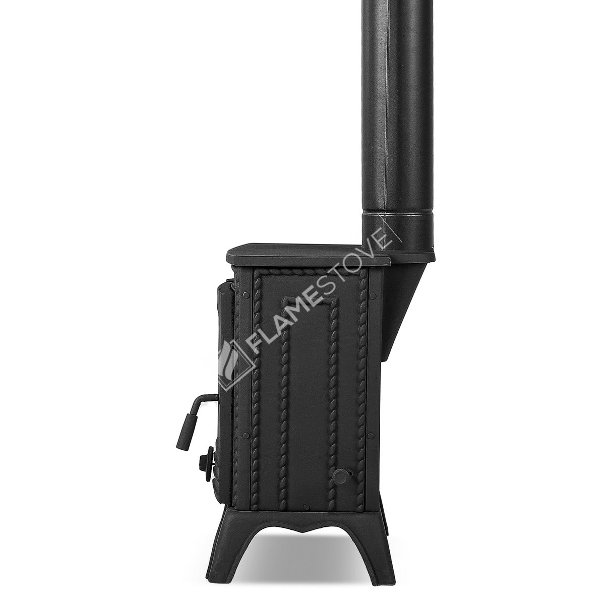 Soba pe min major din fontă de înaltă rezistență FS-051 | Eficiență ridicată pe lemne și cărbune, Sticlă Schott Robax, Încălzire 50 m2