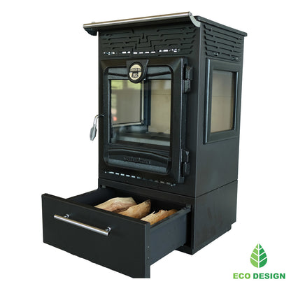 315-3D BOX Centrală Termică pe Lemne cu Arzătoare Rezistente la Căldură, 14.140 kW, Sticlă Ceramică Termoșocantă