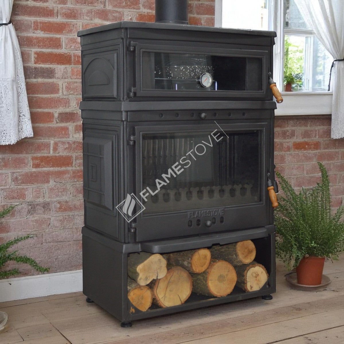 Sobă pe lemne retro FS-044YKST cu cuptor, 13 kW - Eficiență energetică și design elegant
