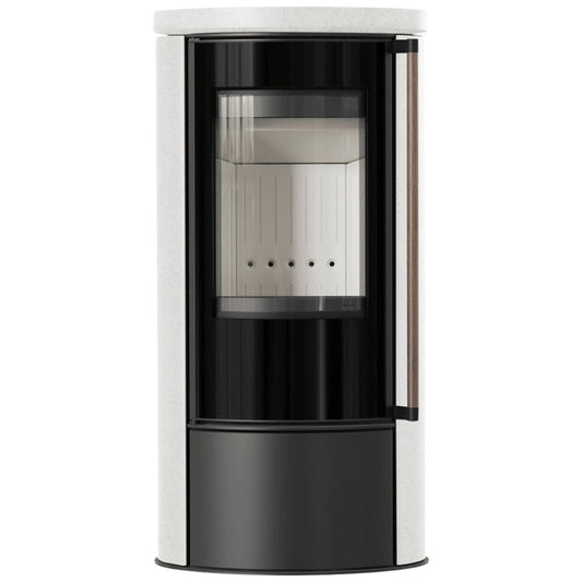 Sobă Erik 5.5kW ceramică White Satin - mâner lemn