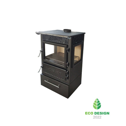 Șemineu/Sobă 305-3D BOX cu Ardere pe Lemne și Sticlă Ceramică Rezistentă la Șoc Termic