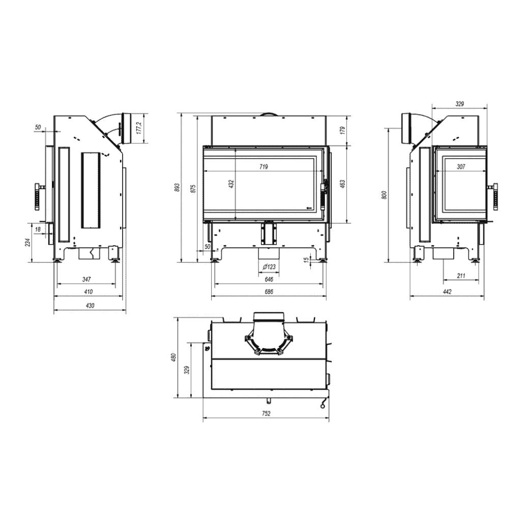 Focar Z-ECO 9.9 kW - Sticla stanga