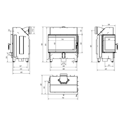 Focar Z-ECO 9.9 kW - Sticla stanga
