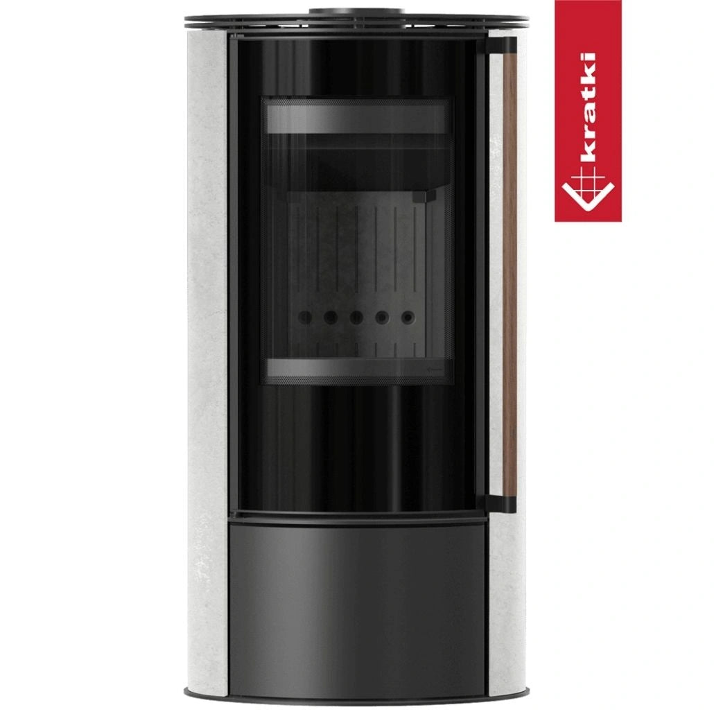 Soba Erik 5.5kW White Natural - maner lemn - samota neagra
