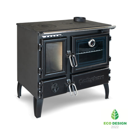 214 Gourmet Brick Cookstove - 6.420 kW, Double Cycle Oven, Ceramic Glass, Ideal for Wood Burning