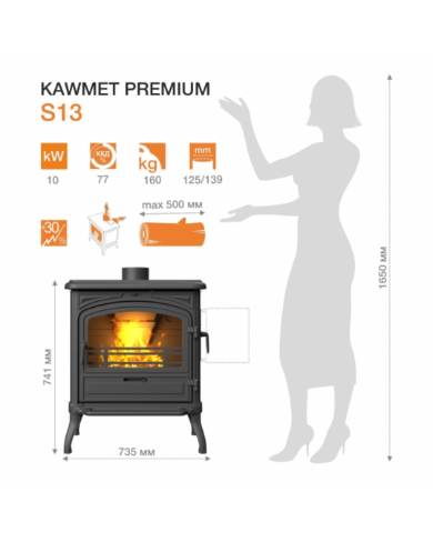 Sobă Fontă KAWMET Premium EOS S13 ECO – 10 kW