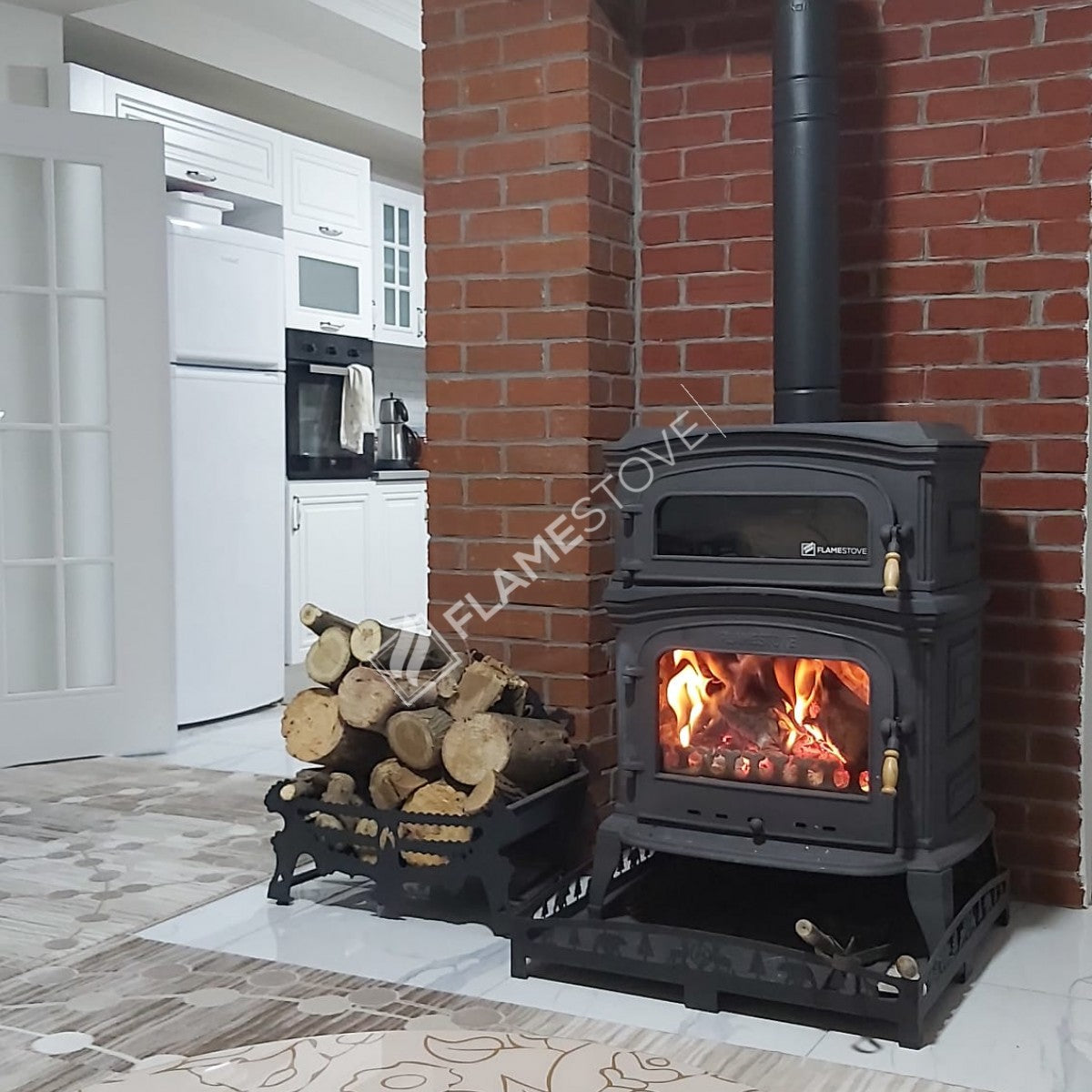 Sobă Premium Altar FS-033 – Eficiență Energetică Clasa A, Combustie Dublă, Fontă, Ideală pentru Lemn și Cărbuni