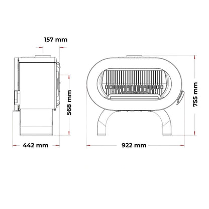 Soba fonta Fifty Arche 175 kg, 10-15kW - Rosu