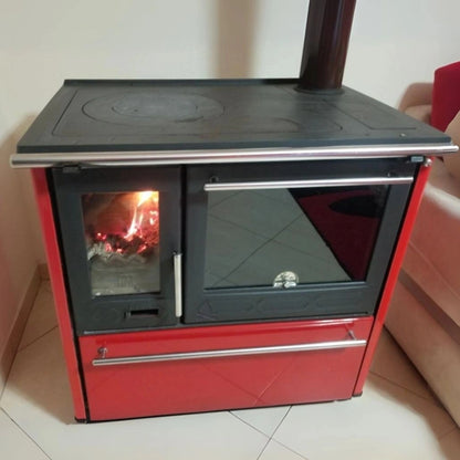 Soba de gatit P85 Rosu cu plita si cuptor - 8kW - racord dreapta