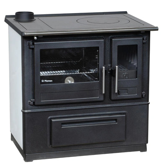 Sobă de gatit SL85 Alb cu plită si cuptor - 8kW - racord stanga