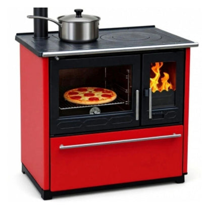 Soba de gatit P85 Rosu cu plita si cuptor - 8kW - racord stanga