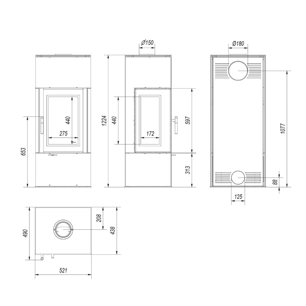 Soba Thor View 8-10kw - Negru