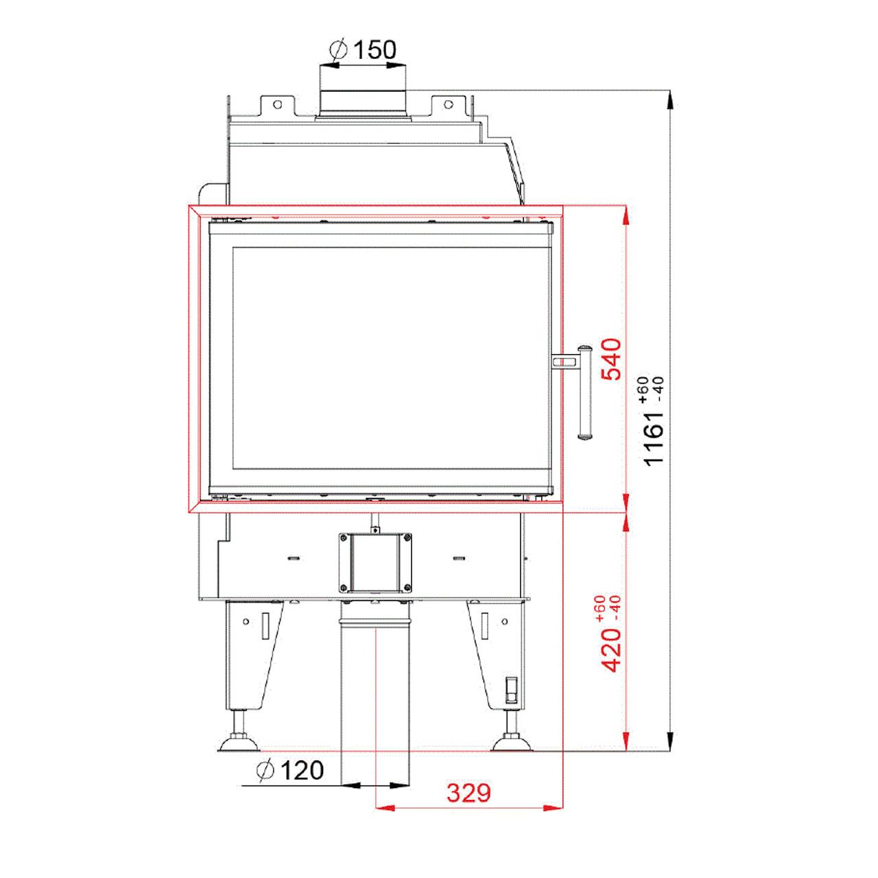 Șemineu BeF Therm 7 CP/CL 7.4 KW - Versiune: CP fereastră laterală dreapta