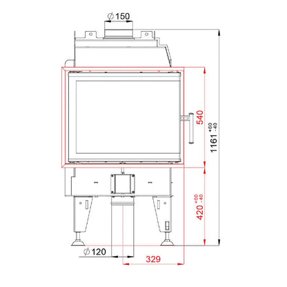 Șemineu BeF Therm 7 CP/CL 7.4 KW - Versiune: CP fereastră laterală dreapta