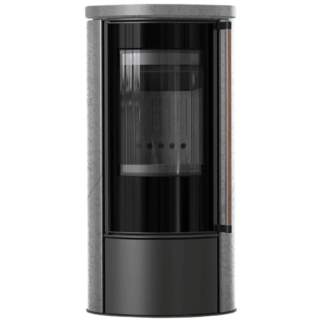 Soba Erik 5.5kW ceramica Grey Satin - maner lemn - samota neagra
