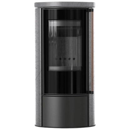 Soba Erik 5.5kW ceramica Grey Satin - maner lemn - samota neagra