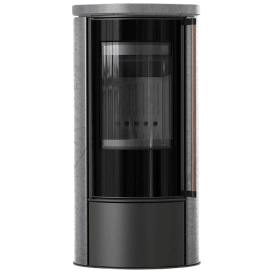 Sobă Erik 5.5kW ceramică Grey Satin - mâner lemn - samota neagra