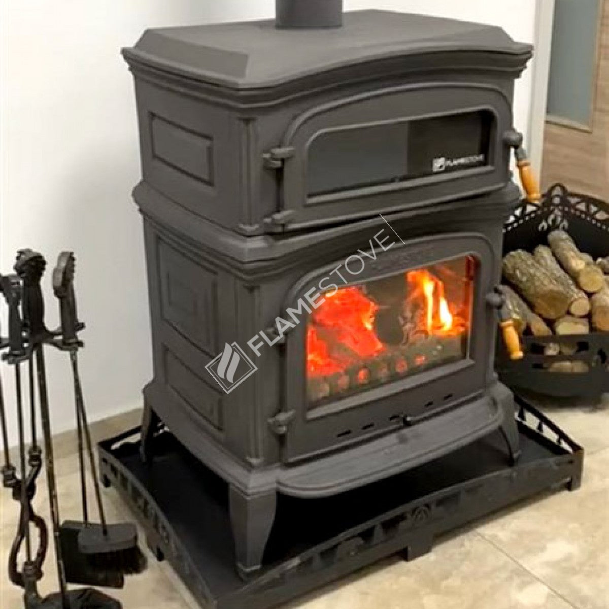 Sobă Premium Altar FS-033 – Eficiență Energetică Clasa A, Combustie Dublă, Fontă, Ideală pentru Lemn și Cărbuni