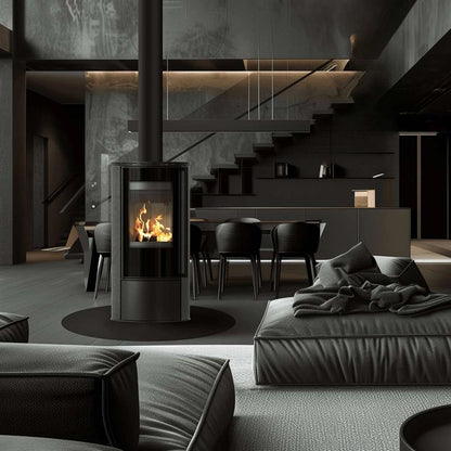 Soba Erik 5.5kW ceramica Grafite Satin - maner lemn