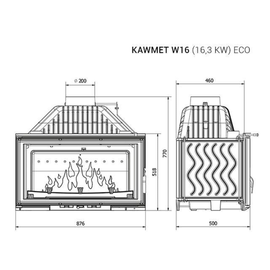 Focar șemineu fontăKawmet W16  16,3 kW